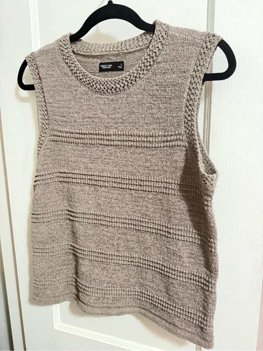 Simply Vera Women's Vera Wang Sweater Tank Top Vest Taupe Brown NWOT